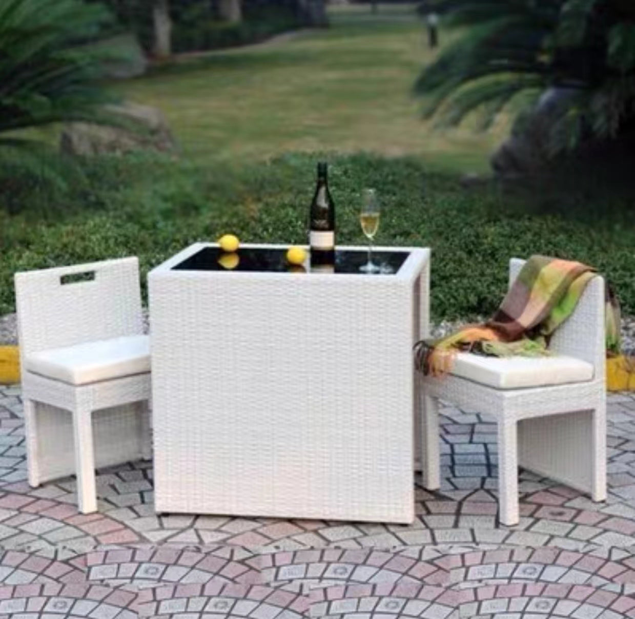 Patio Wicker Rectangular 8 People Dining Set with Cushions - 4 Seasons Home Gadgets