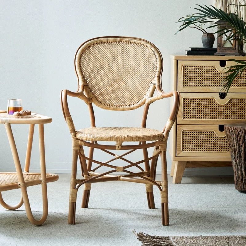 Rattan Arm Chair in Brown - 4 Seasons Home Gadgets