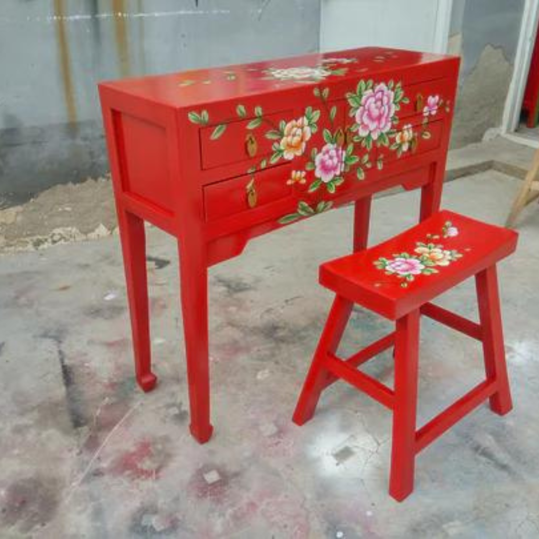 Pine Console Table With Stool - 4 Seasons Home Gadgets