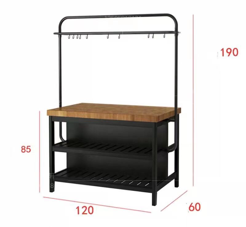 Pine Kitchen Island With Hanging Rack - 4 Seasons Home Gadgets