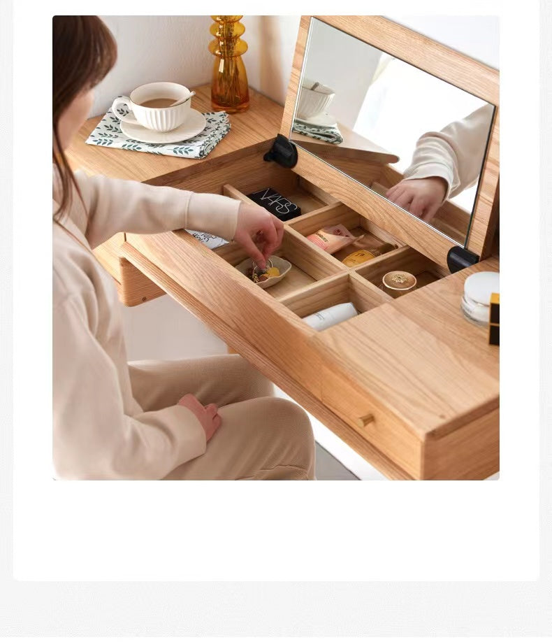 Pine Vanity Storage Set with Mirror - 4 Seasons Home Gadgets