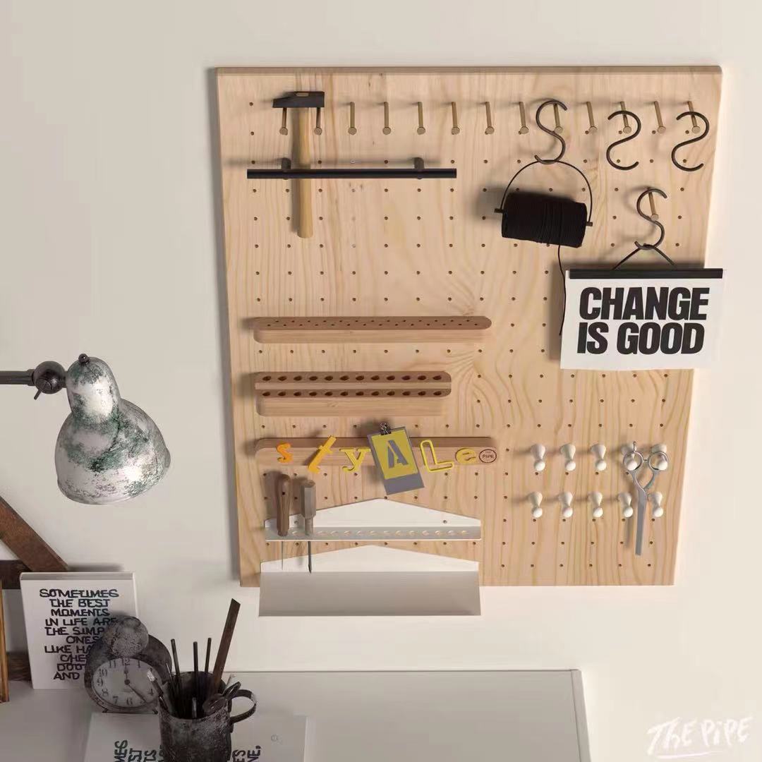 Pine Wood Storage Pegboard With Kit - 4 Seasons Home Gadgets