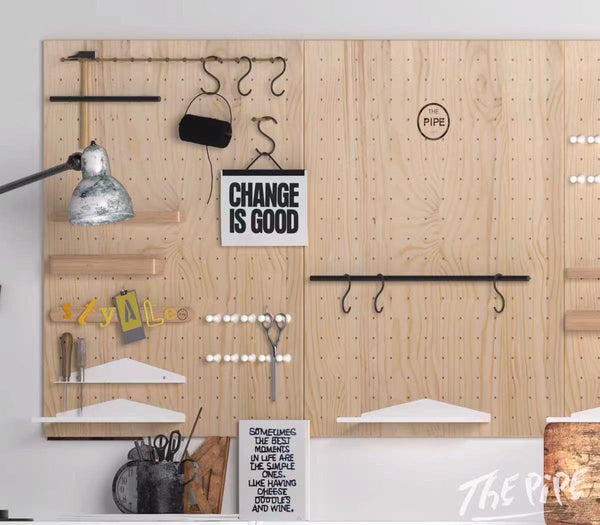 Pine Wood Storage Pegboard With Kit - 4 Seasons Home Gadgets