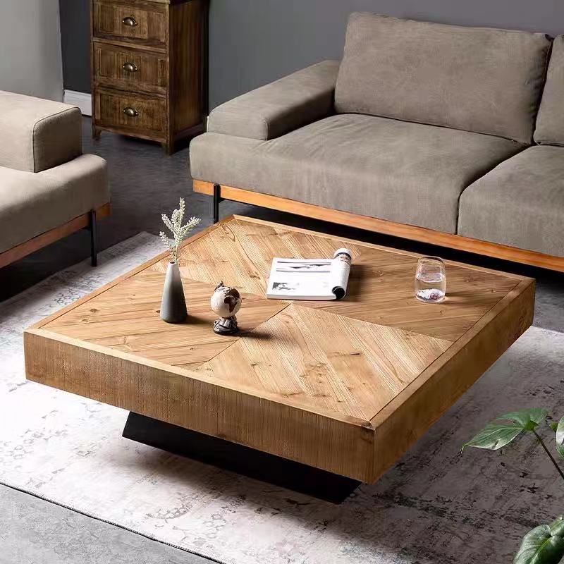 Pine & Elmwood Square Coffee Table - 4 Seasons Home Gadgets