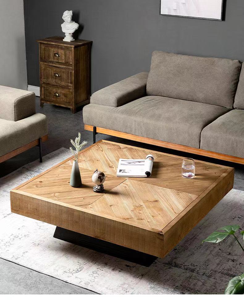 Pine & Elmwood Square Coffee Table - 4 Seasons Home Gadgets