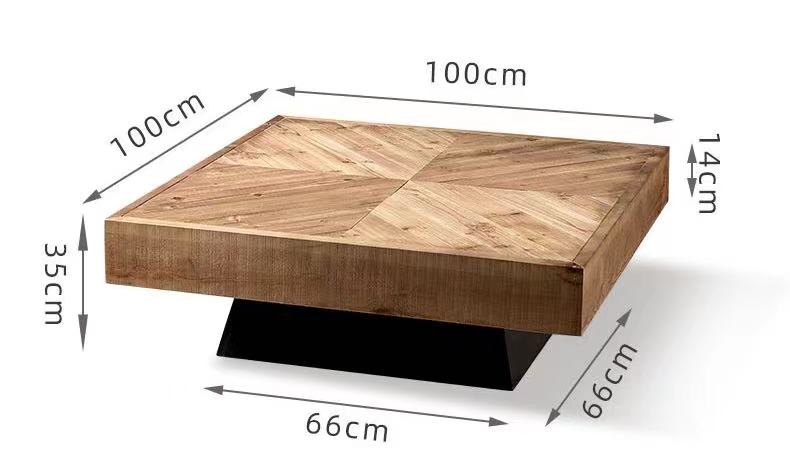 Pine & Elmwood Square Coffee Table - 4 Seasons Home Gadgets