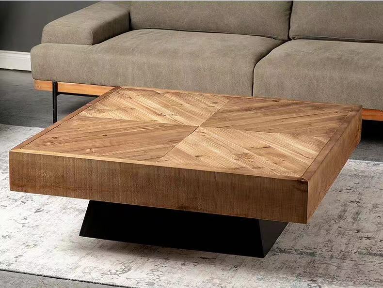 Pine & Elmwood Square Coffee Table - 4 Seasons Home Gadgets