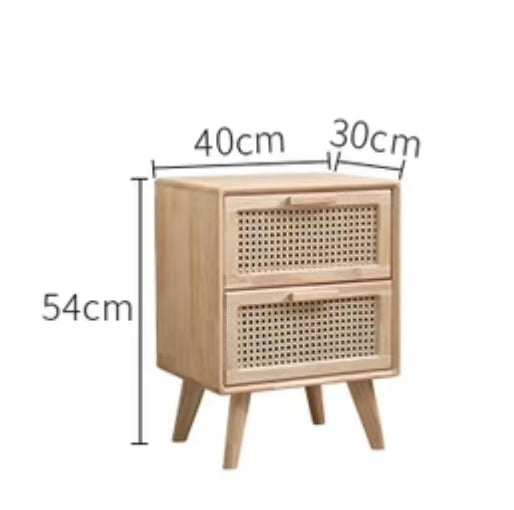 Pine wood Bamboo Mesh Storage Nightstand - 4 Seasons Home Gadgets