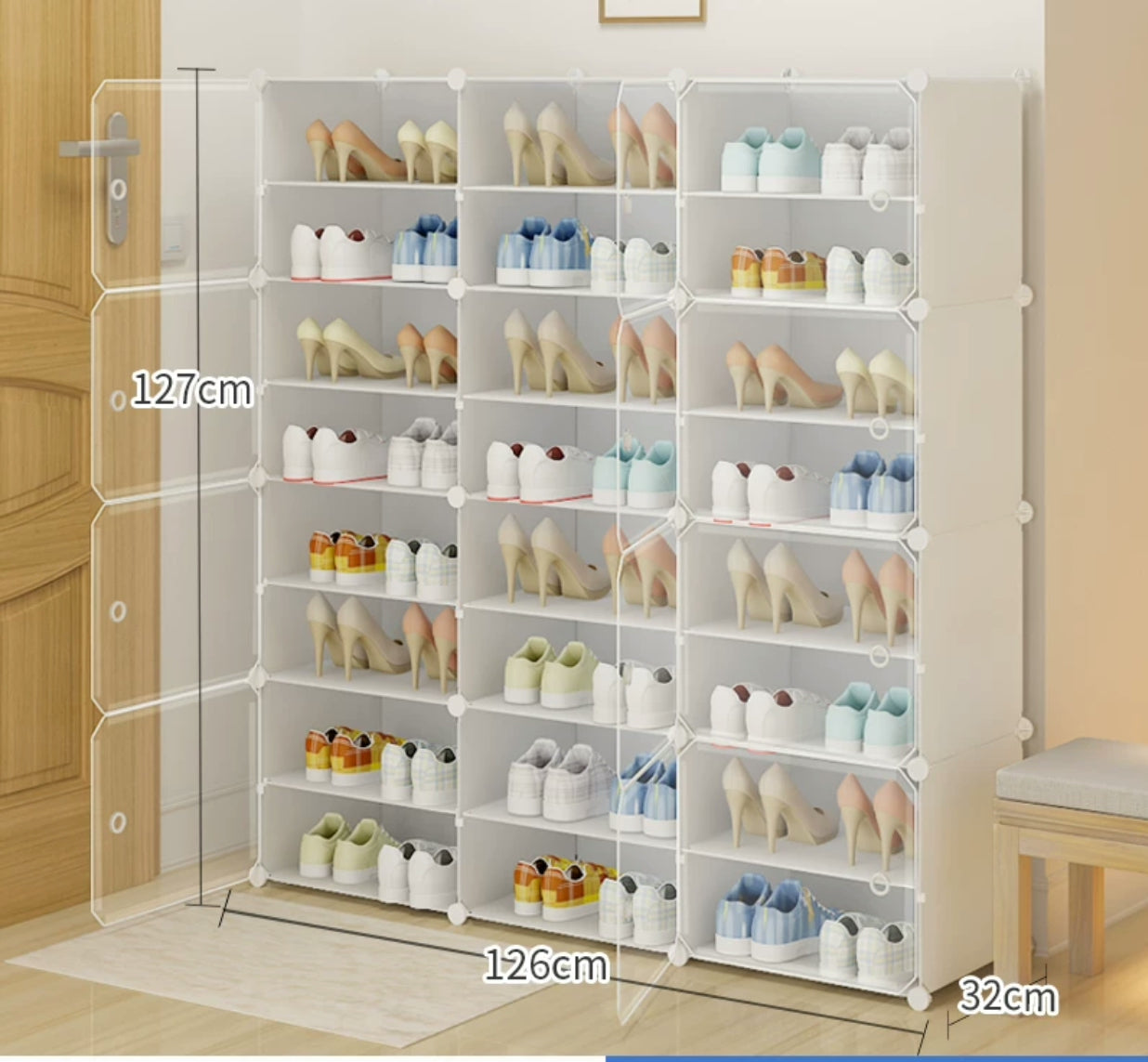 Portable 48 Pair Stackable Shoe Storage Cabinet - 4 Seasons Home Gadgets