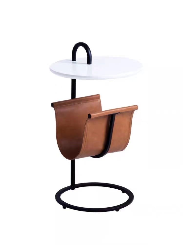 Portable C End Table With Leather Holder Storage - 4 Seasons Home Gadgets