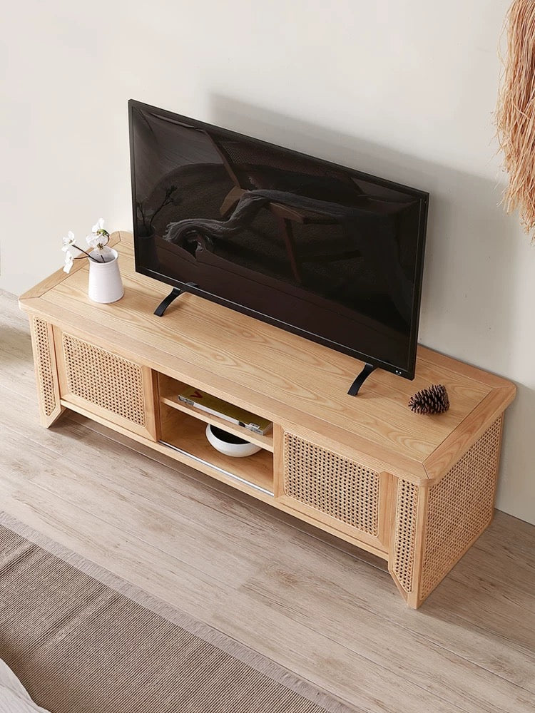 Presley Rattan Media Console TV Stand - 4 Seasons Home Gadgets