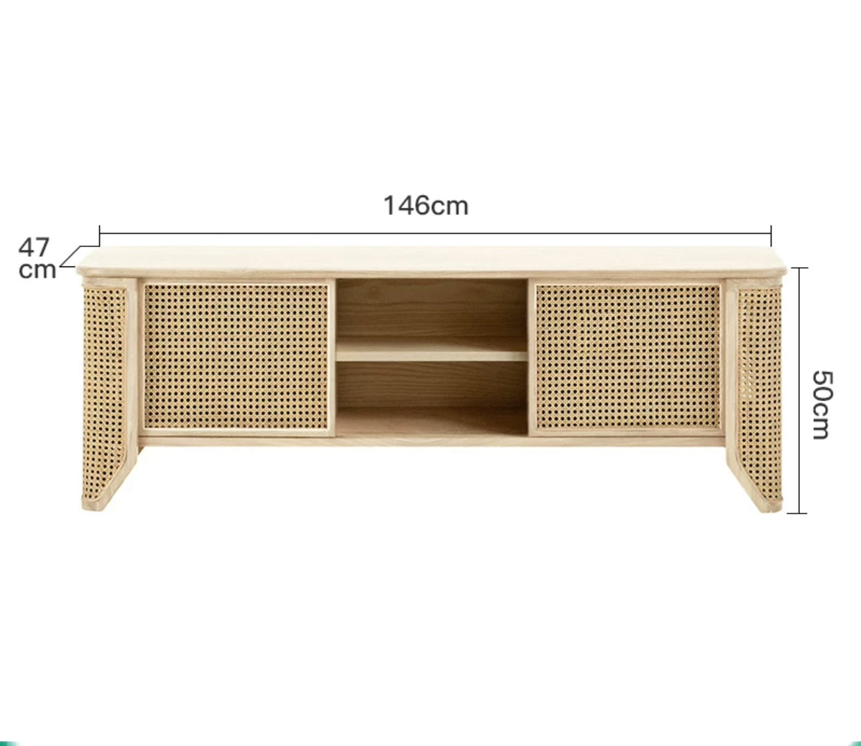 Presley Rattan Media Console TV Stand - 4 Seasons Home Gadgets