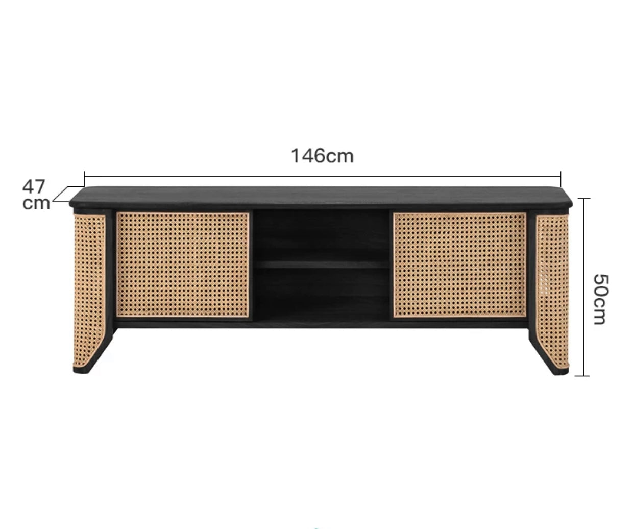 Presley Rattan Media Console TV Stand - 4 Seasons Home Gadgets