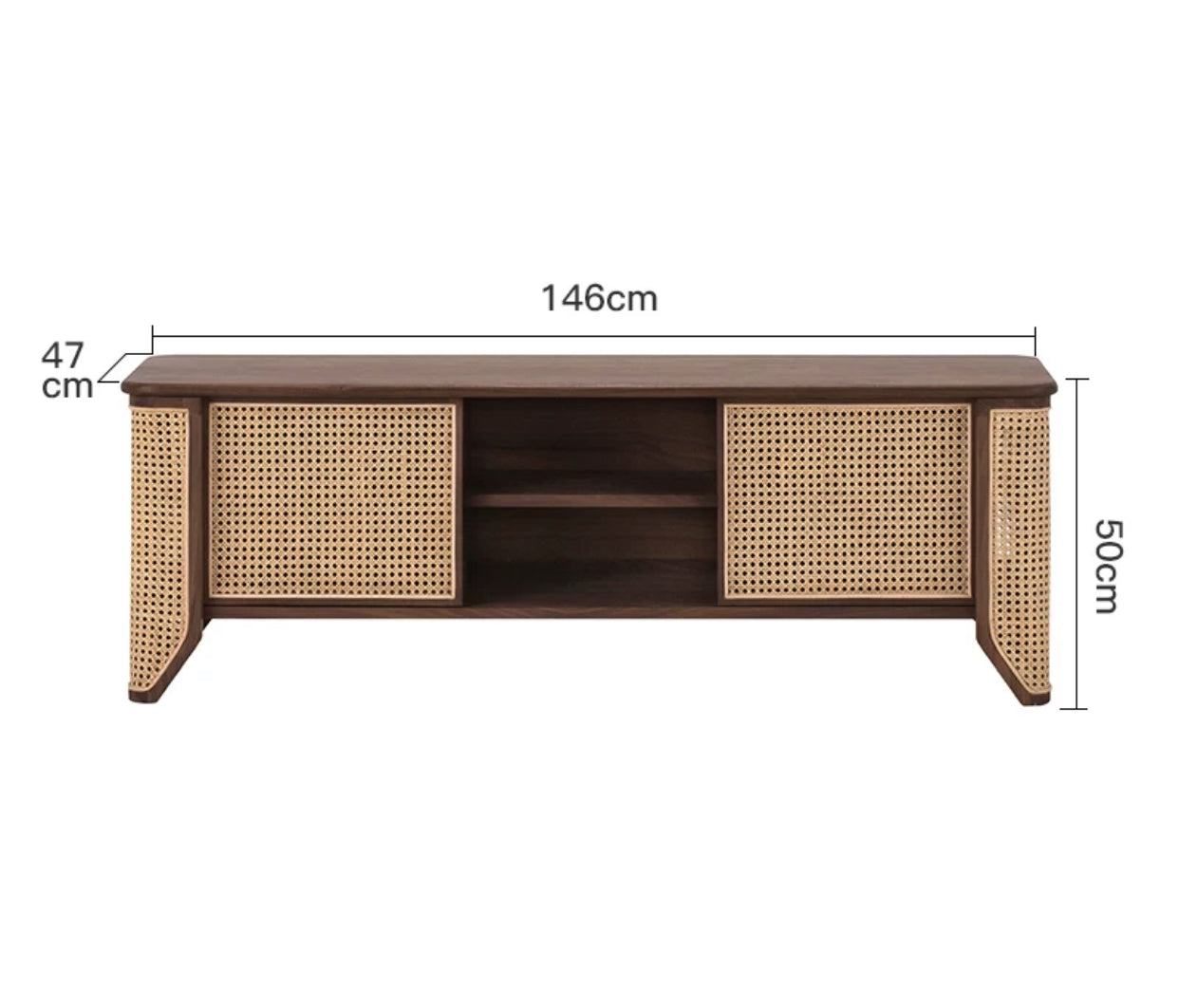 Presley Rattan Media Console TV Stand - 4 Seasons Home Gadgets