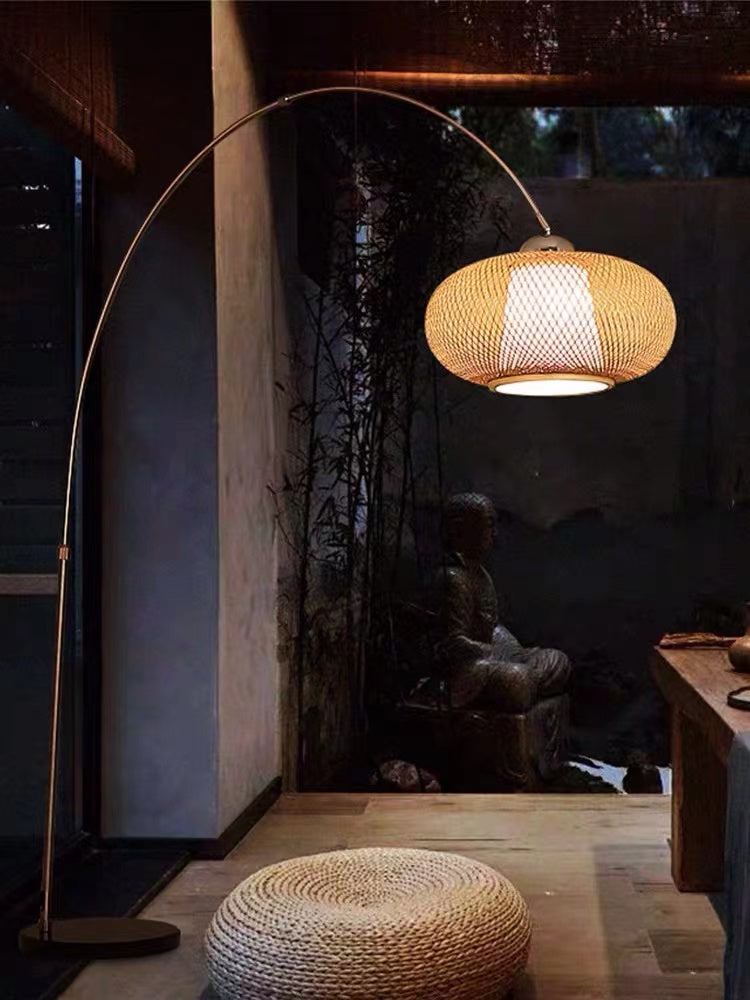 Rattan LED Arched Floor Lamp - 4 Seasons Home Gadgets