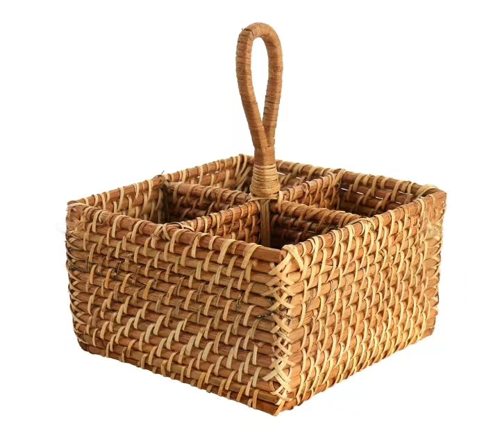 Rattan Section Flatware Caddy - 4 Seasons Home Gadgets