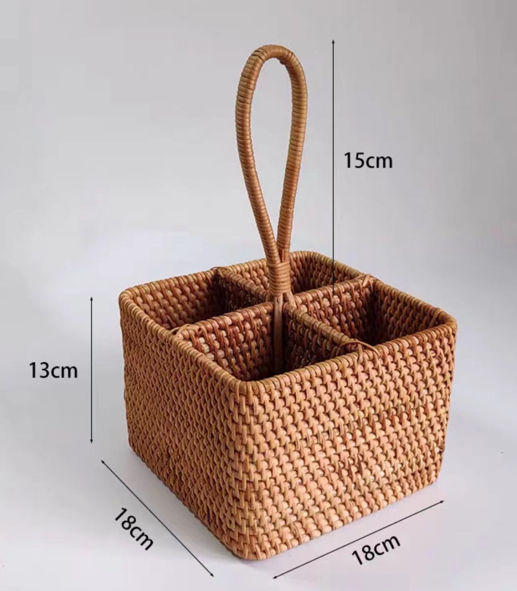 Rattan Section Flatware Caddy - 4 Seasons Home Gadgets