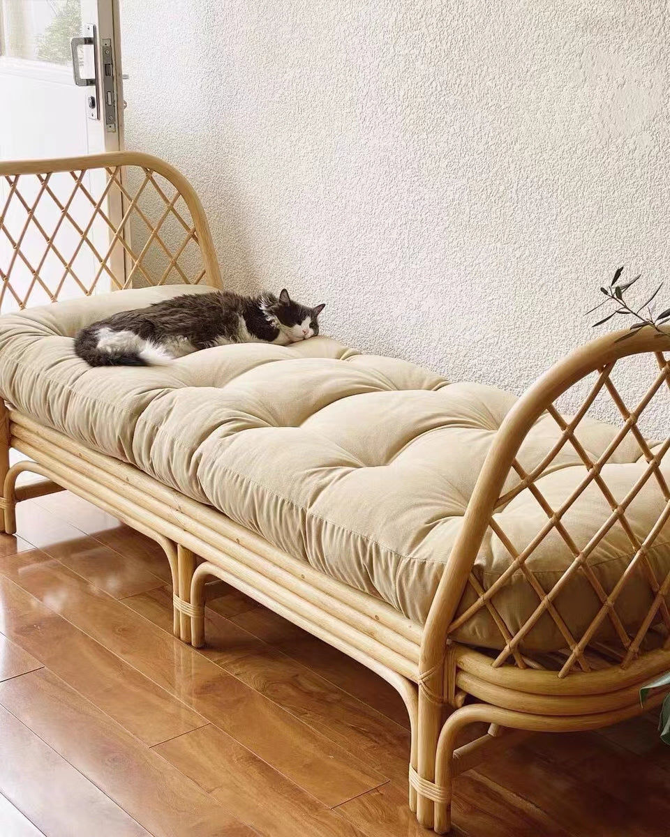 Rattan Wicker Cushion Bench - 4 Seasons Home Gadgets