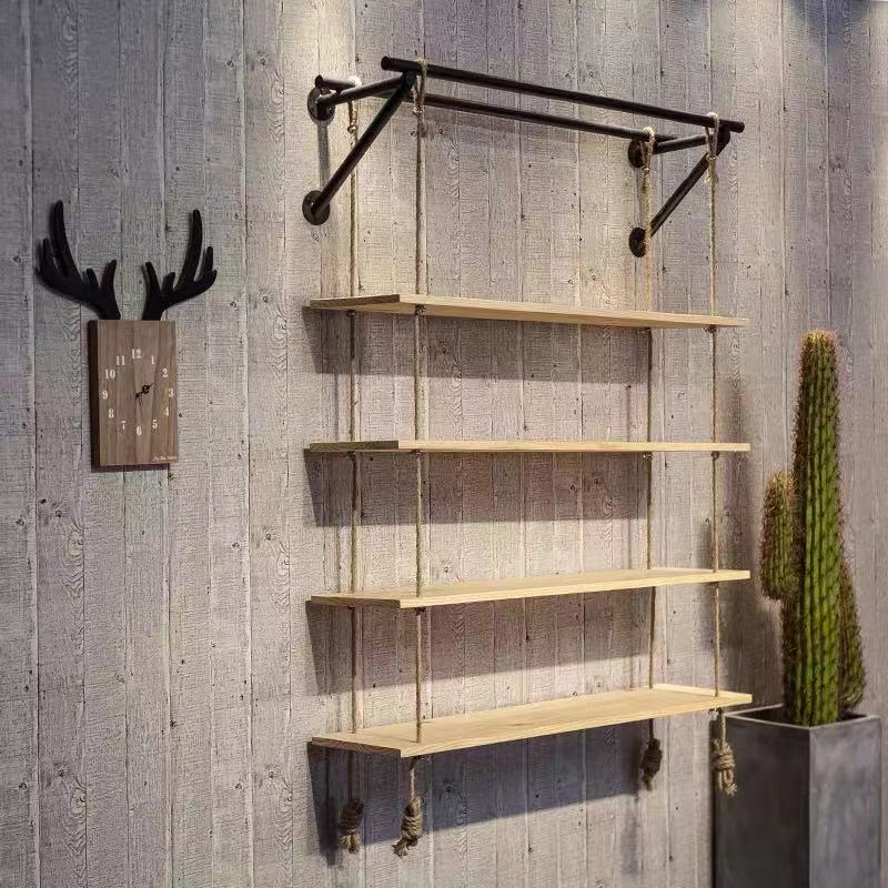 Robe Hanging Wooden Floating Shelves - 4 Seasons Home Gadgets