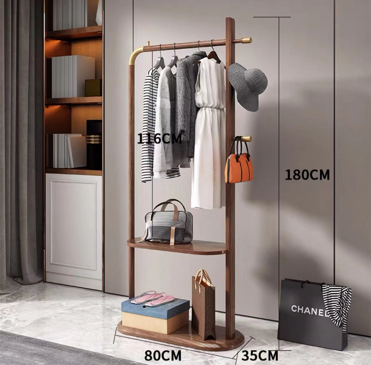 Rolland Walnut Garment Rack - 4 Seasons Home Gadgets