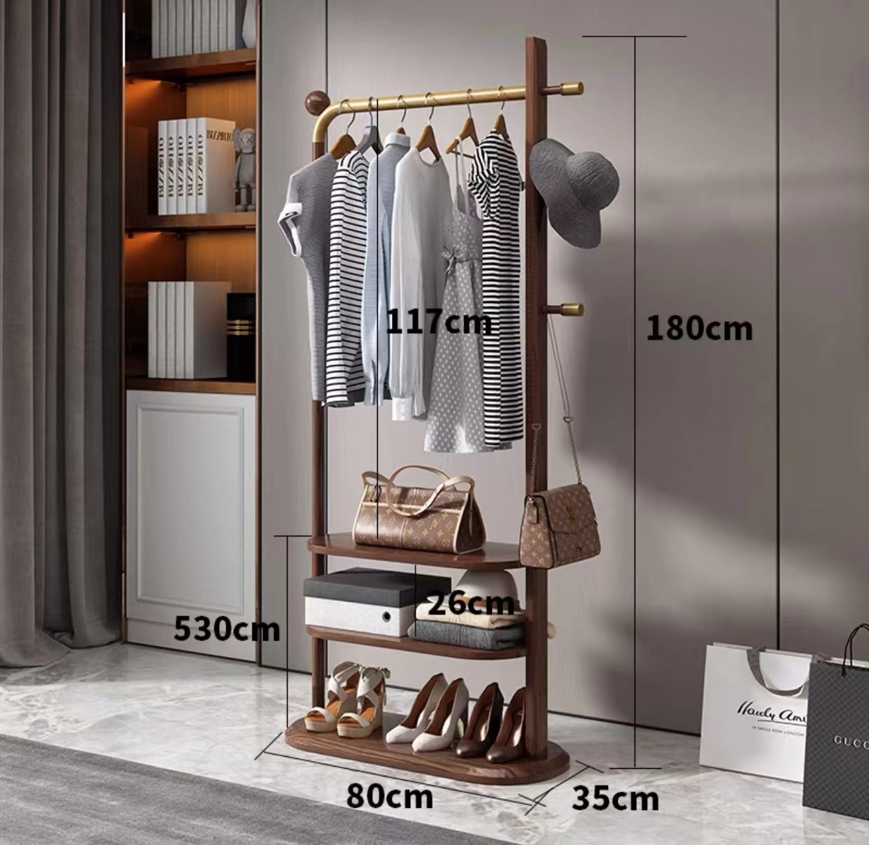 Rolland Walnut Garment Rack - 4 Seasons Home Gadgets