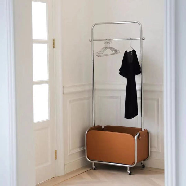 Rolling Leather Garment Rack With Storage - 4 Seasons Home Gadgets