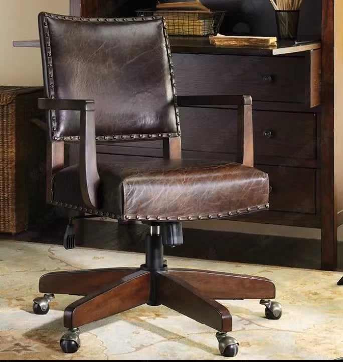 Rolling PU Leather Arm Chair - 4 Seasons Home Gadgets