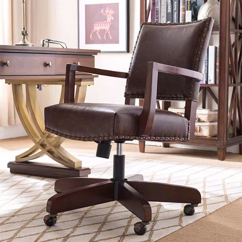 Rolling PU Leather Arm Chair - 4 Seasons Home Gadgets