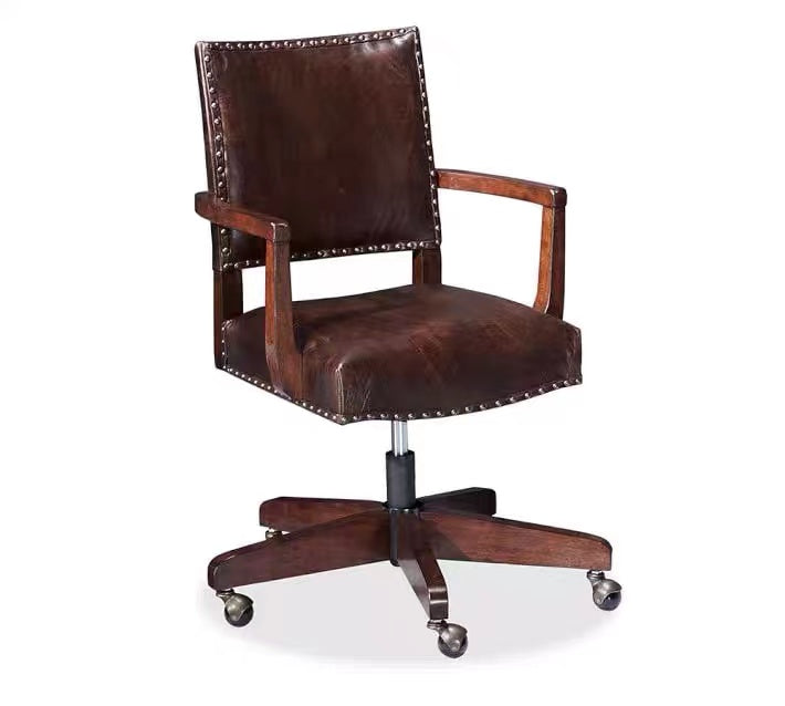 Rolling PU Leather Arm Chair - 4 Seasons Home Gadgets