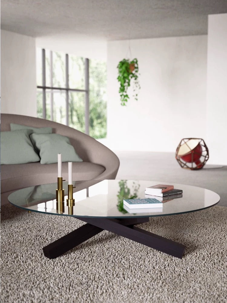 Round Coffee Table With Glass Top - 4 Seasons Home Gadgets