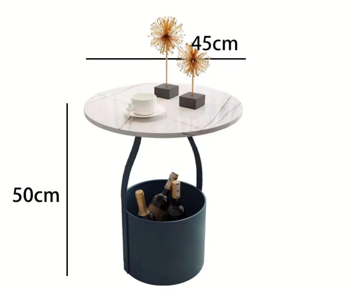 Round Marble Top Storage End Table - 4 Seasons Home Gadgets