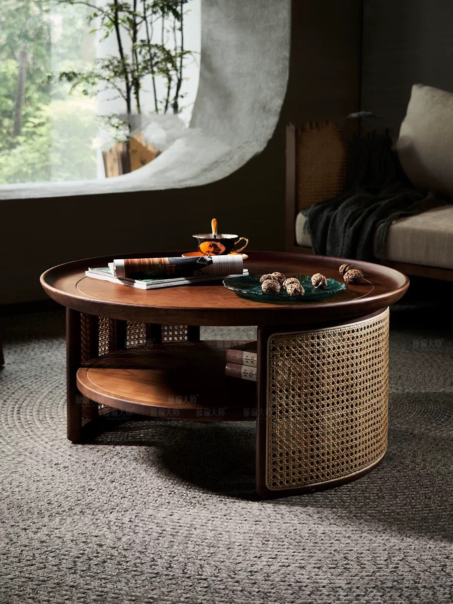 Round Mesh Coffee Table With Storage - 4 Seasons Home Gadgets