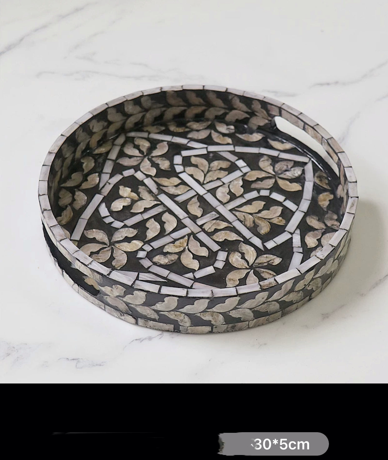 Round Mother Of Pearl  Deco Storage Tray - 4 Seasons Home Gadgets