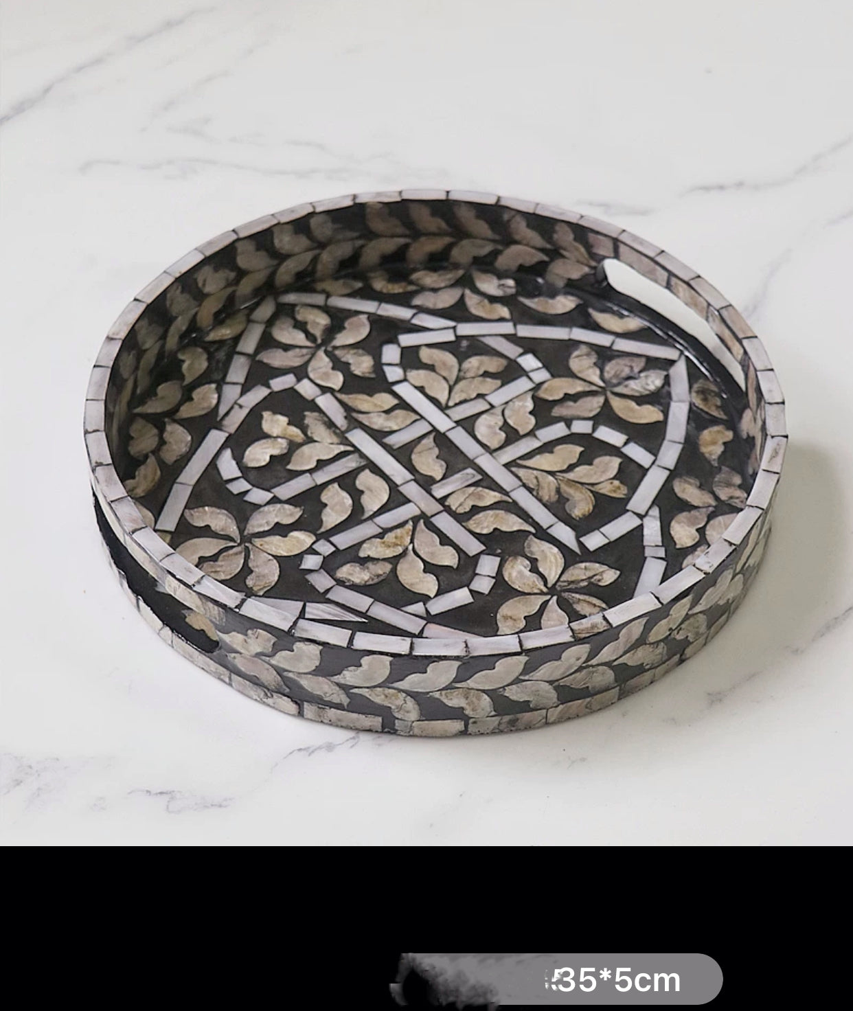 Round Mother Of Pearl  Deco Storage Tray - 4 Seasons Home Gadgets