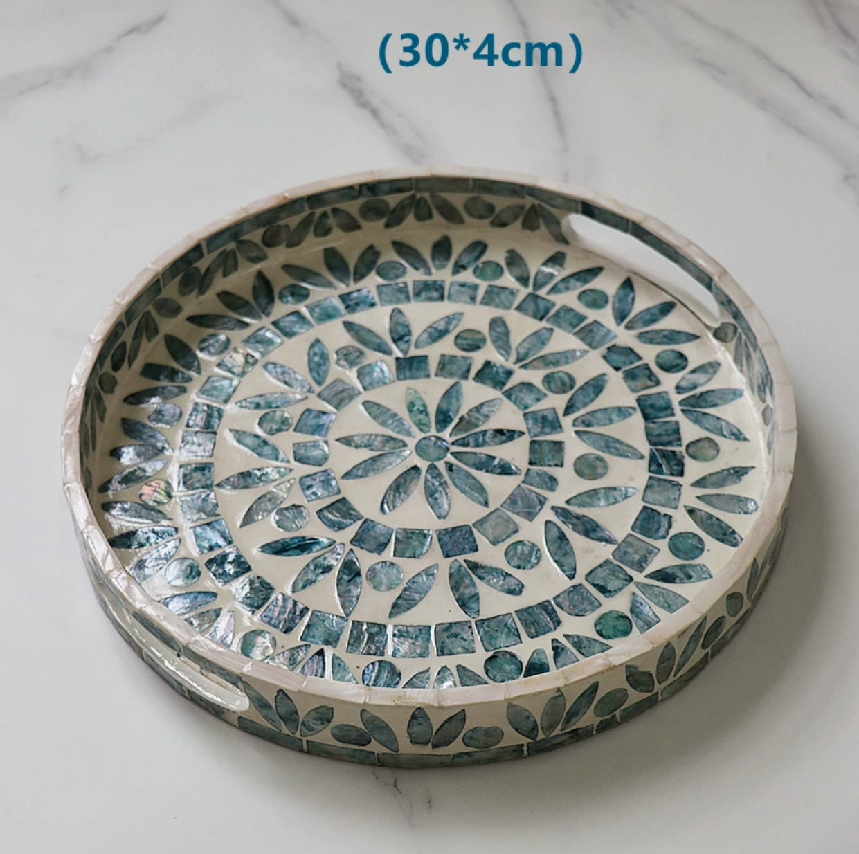 Round Mother Of Pearl  Deco Storage Tray - 4 Seasons Home Gadgets