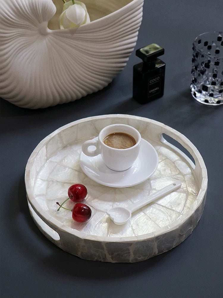 Round Mother Of Pearl  Deco Storage Tray - 4 Seasons Home Gadgets