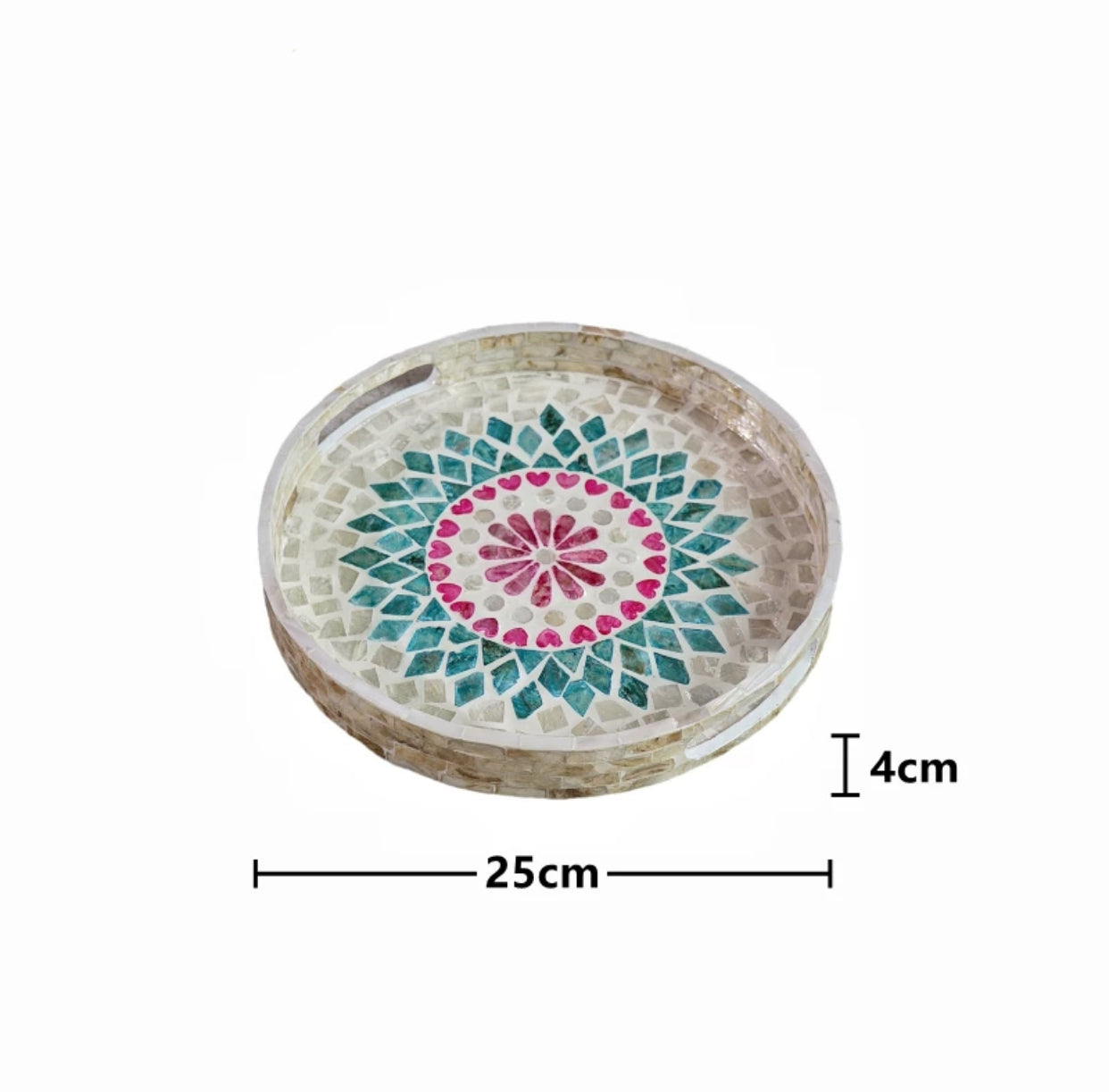 Round Mother Of Pearl  Deco Storage Tray - 4 Seasons Home Gadgets