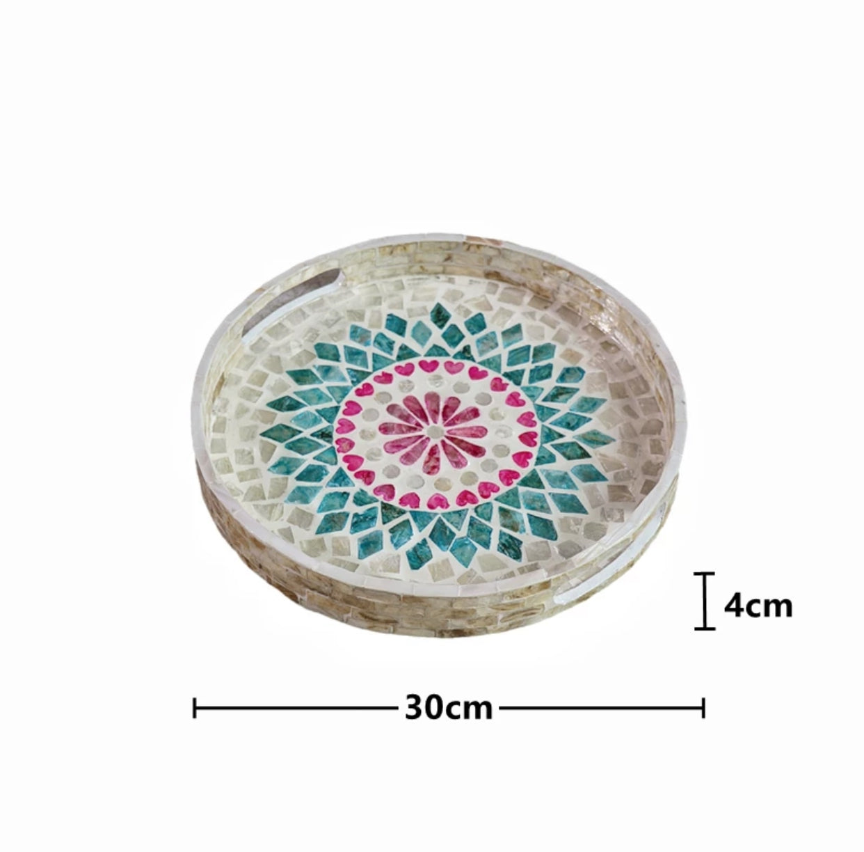 Round Mother Of Pearl  Deco Storage Tray - 4 Seasons Home Gadgets