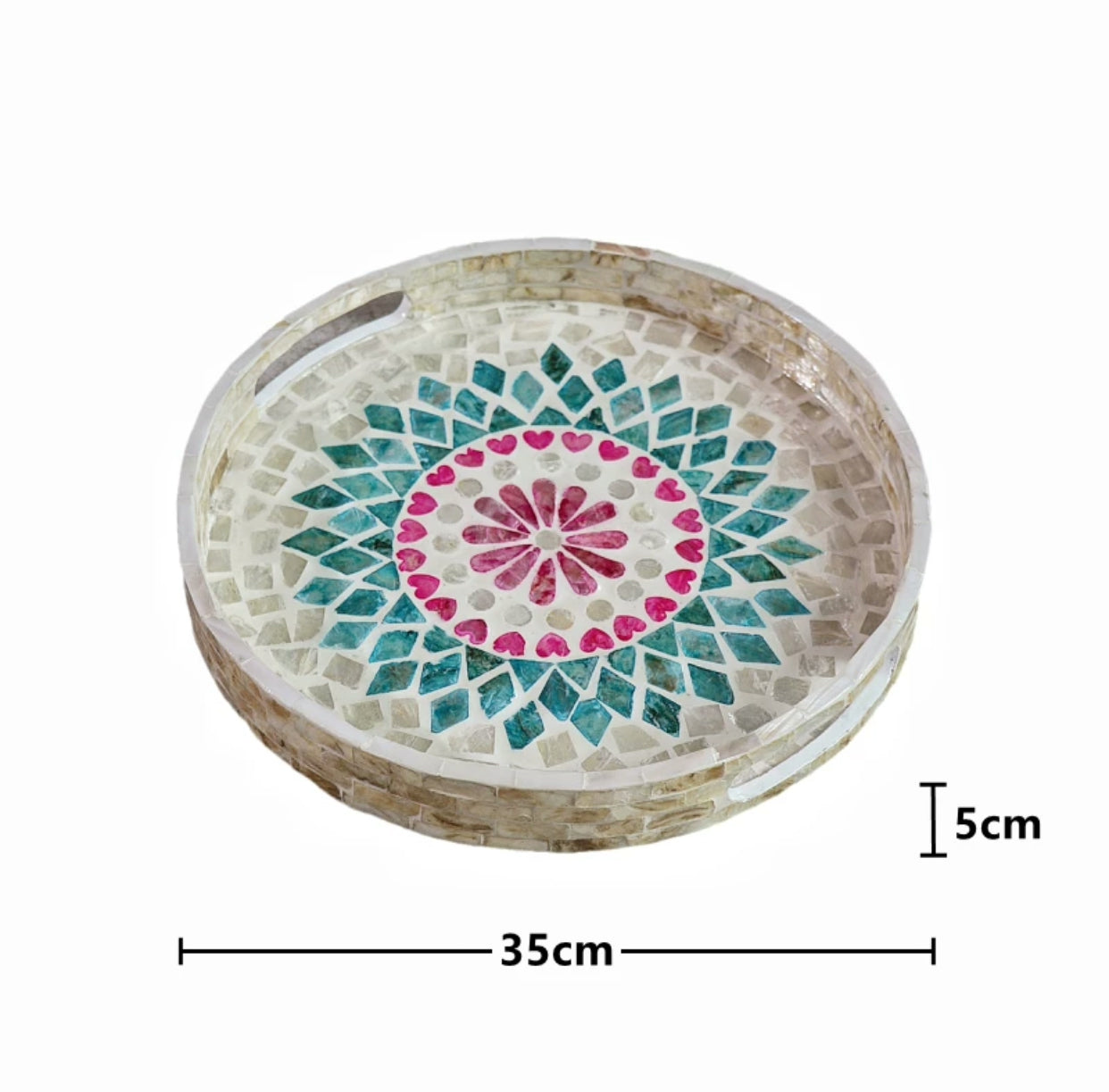 Round Mother Of Pearl  Deco Storage Tray - 4 Seasons Home Gadgets