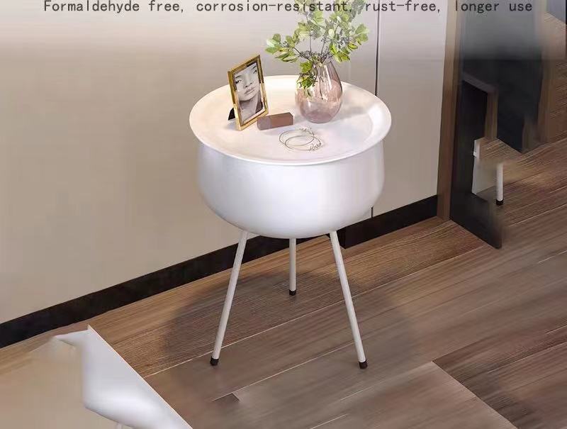 Round Tray Top Storage Side Table - 4 Seasons Home Gadgets