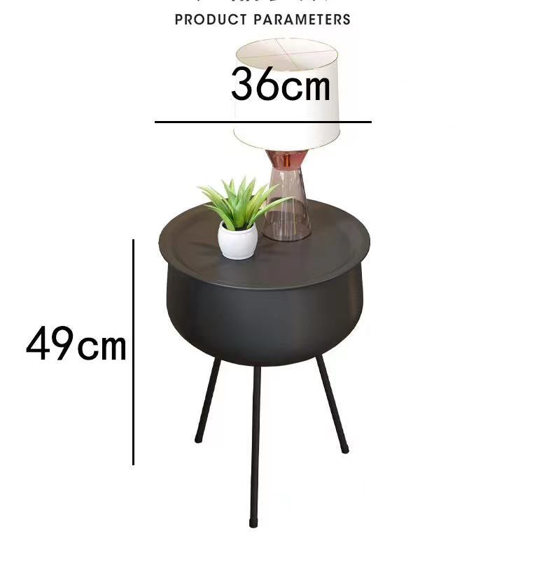 Round Tray Top Storage Side Table - 4 Seasons Home Gadgets