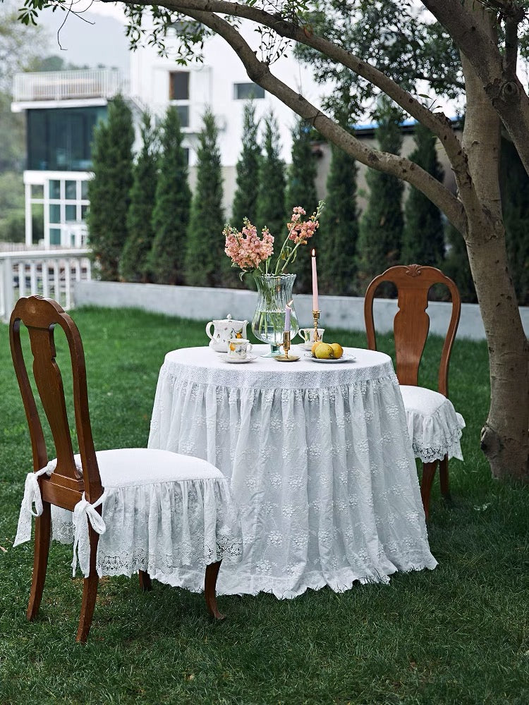 Round White Lace Tablecloth - 4 Seasons Home Gadgets