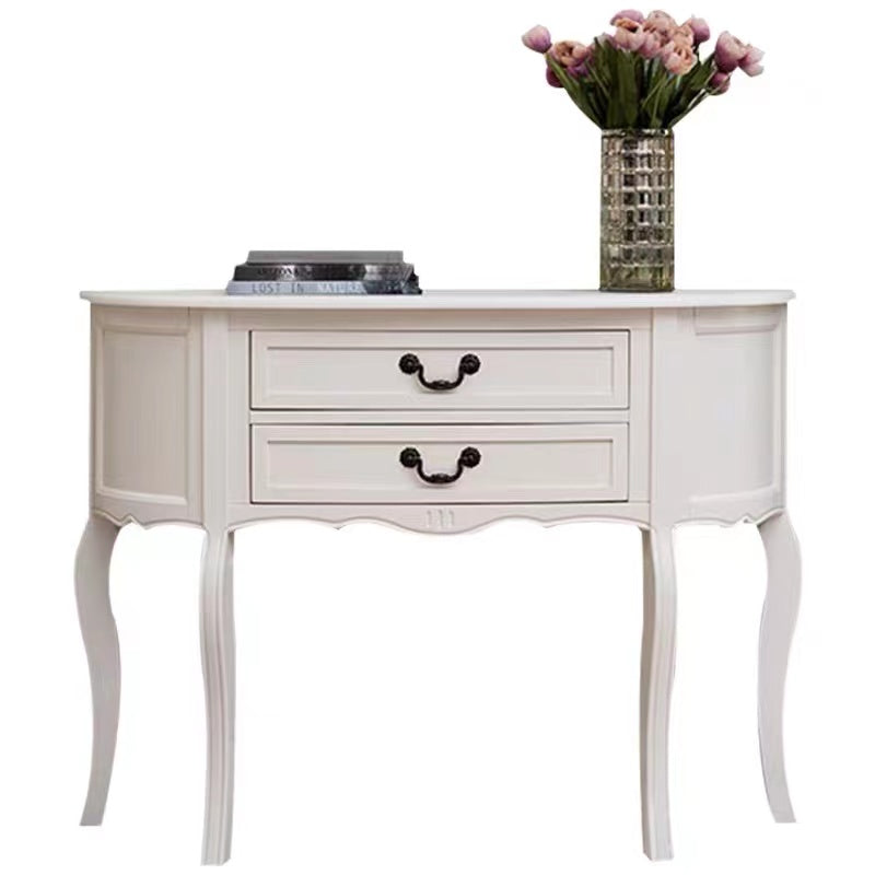 Rubberwood 2 Tiers Drawers Console Table - 4 Seasons Home Gadgets