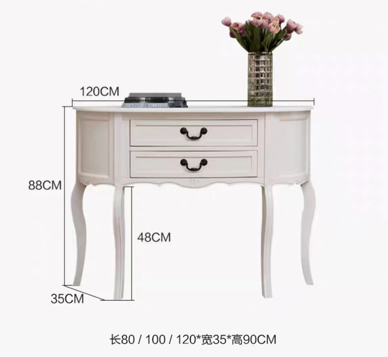 Rubberwood 2 Tiers Drawers Console Table - 4 Seasons Home Gadgets