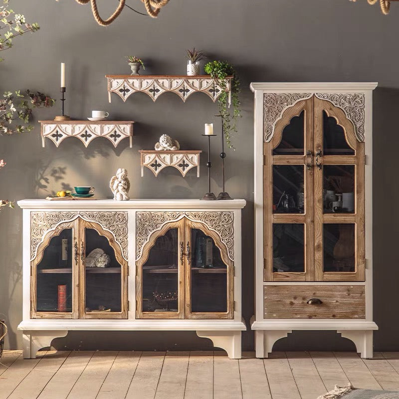 Rustic Farm House Wood China Cabinet - 4 Seasons Home Gadgets