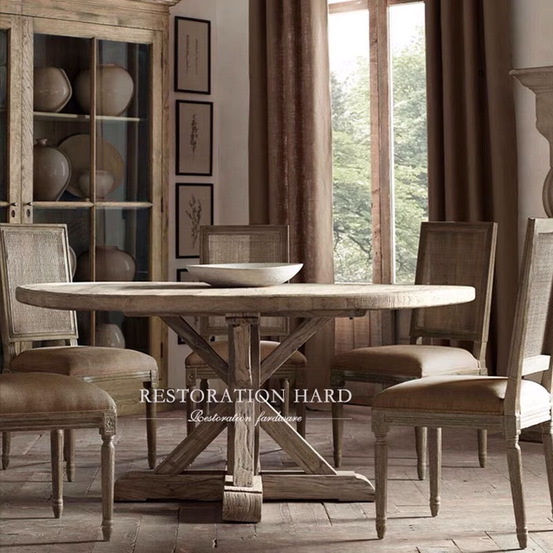 Rustic Pedestal Dining Table - 4 Seasons Home Gadgets