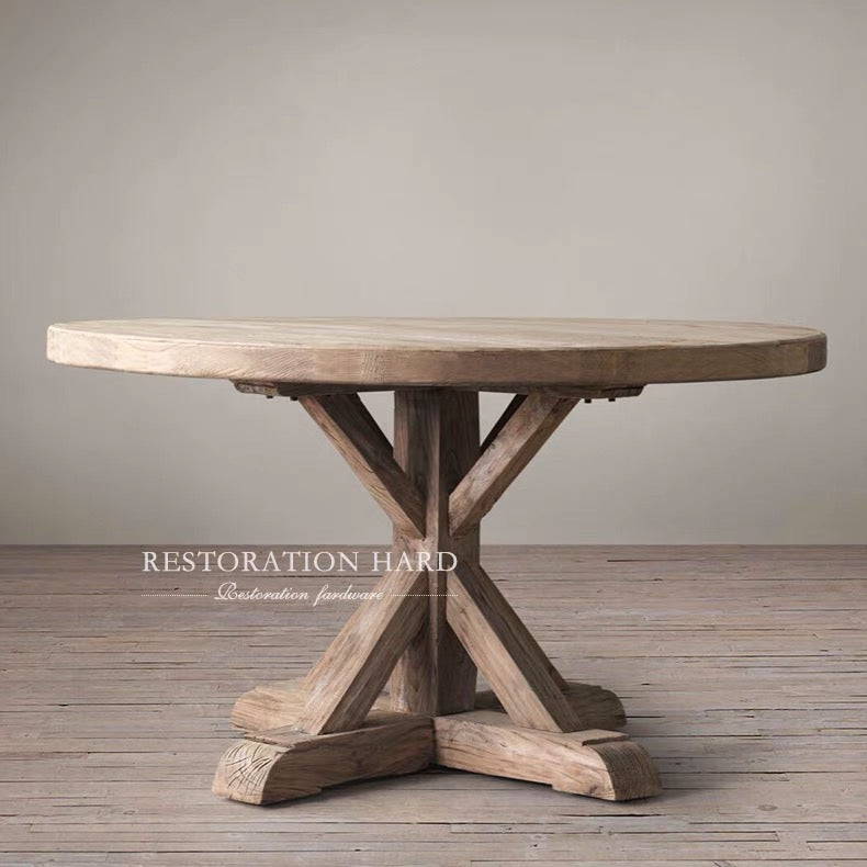 Rustic Pedestal Dining Table - 4 Seasons Home Gadgets