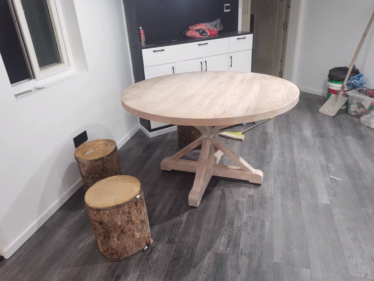 Rustic Pedestal Dining Table - 4 Seasons Home Gadgets