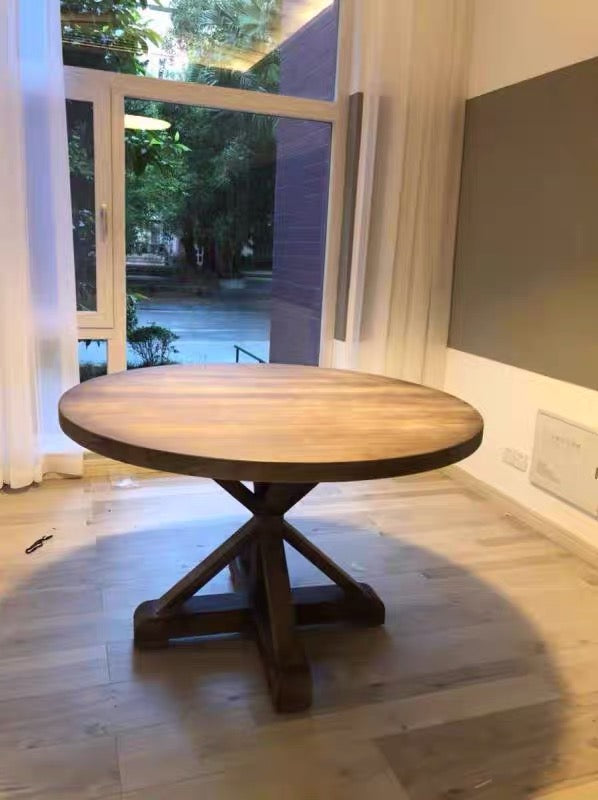 Rustic Pedestal Dining Table - 4 Seasons Home Gadgets