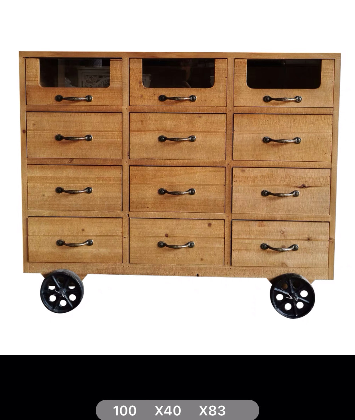 Rustic Wood Drawer Console Server Table With Wheel - 4 Seasons Home Gadgets